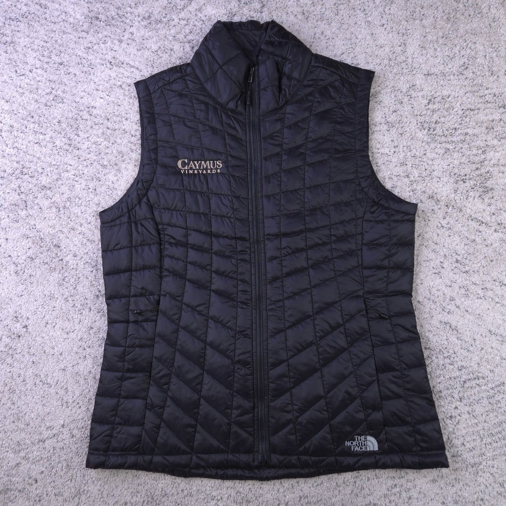 The North Face Thermoball Vest Womens Medium Black Caymus Vineyards Quilted Logo